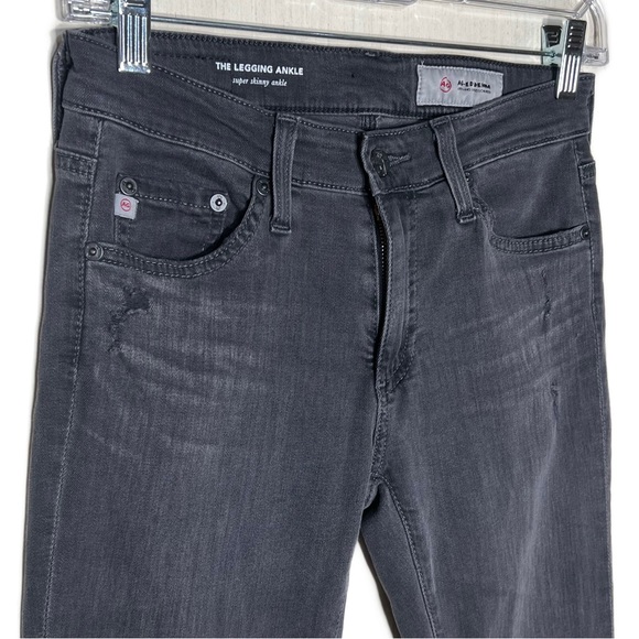AG Adriano Goldschmied Distressed Gray Super Skinny Ankle Jeans - Picture 5 of 12